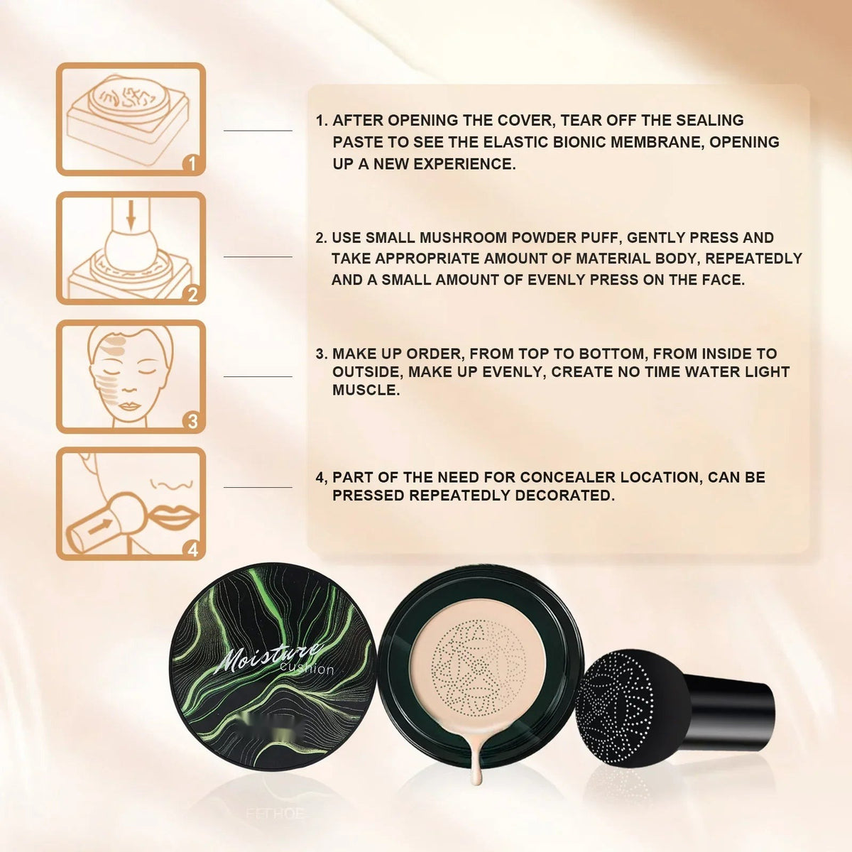 Moisturizing Waterproof CC Cream Foundation with Applicator