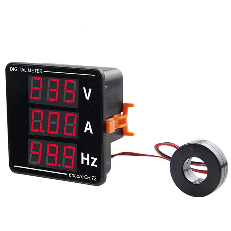 Three Display Digital Display Meter Current Voltage Hertz Ammeter 72*72mm V A HZ