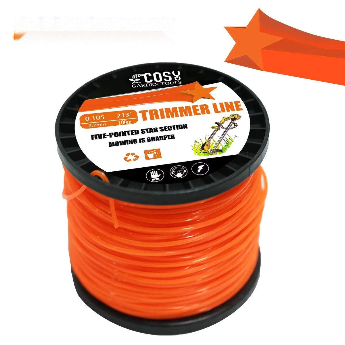 Pentagram Nylon Trimmer Line 3mm/4mm Brush Cutter String Grass Mower