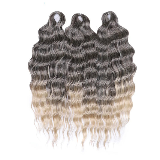 Synthetic Ombre Blonde Water Wave Braiding Hair Extensions 24 Inch