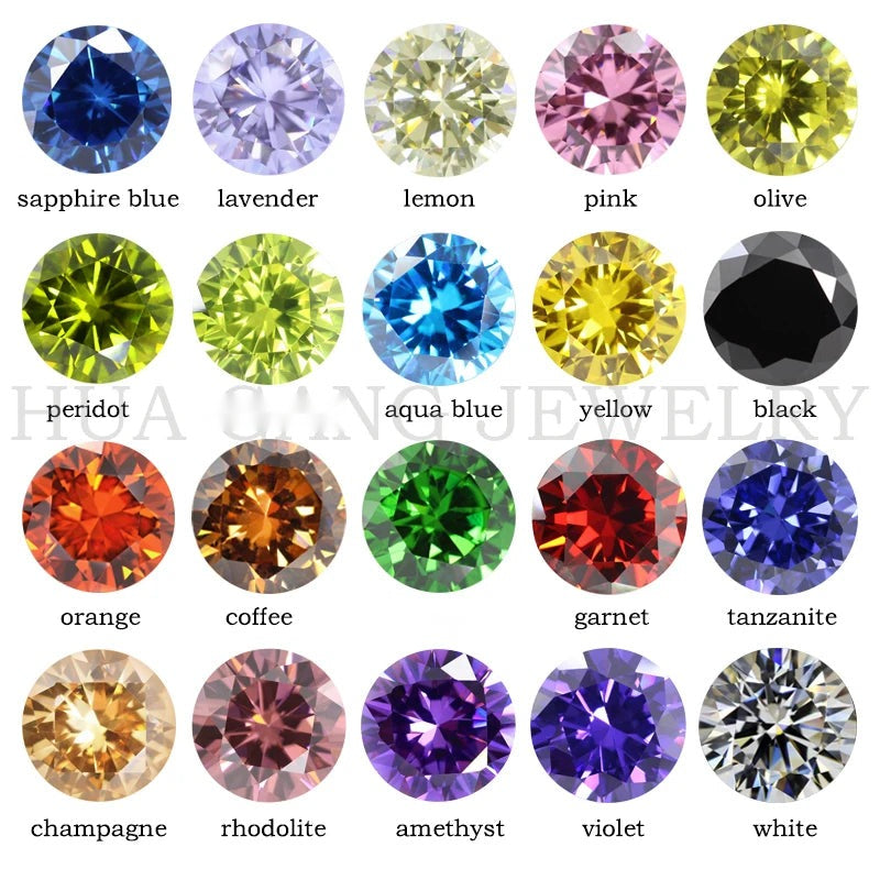 5A Round Cubic Zirconia Loose Stones Multicolor CZ Beads Jewelry
