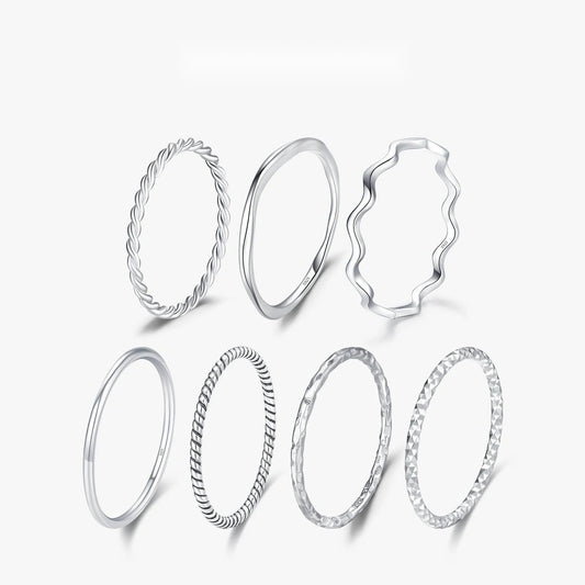 Silver-Tone Geometric Wave Stackable Ring Women's Jewelry