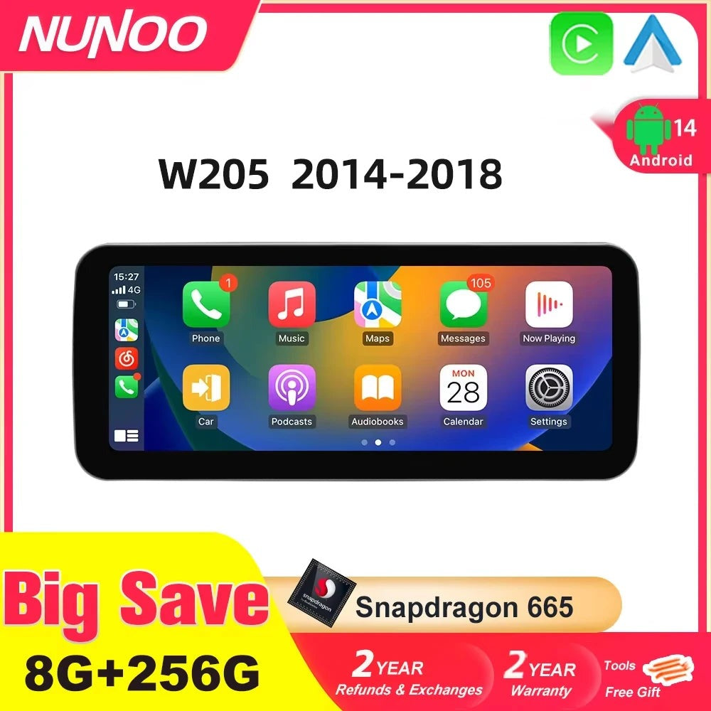 Wireless CarPlay & Android Auto Display for C-Class W205