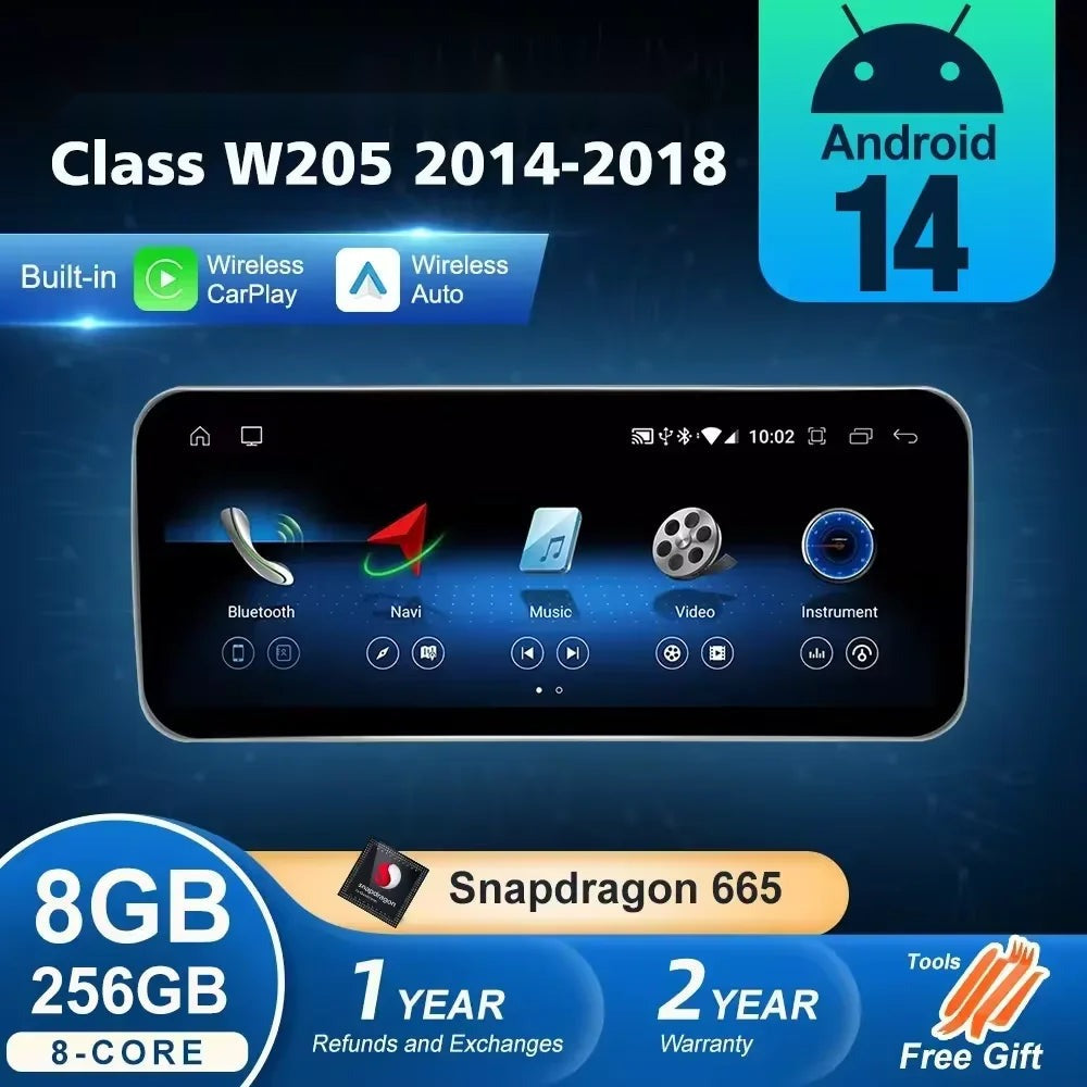 Wireless CarPlay & Android Auto Display for C-Class W205