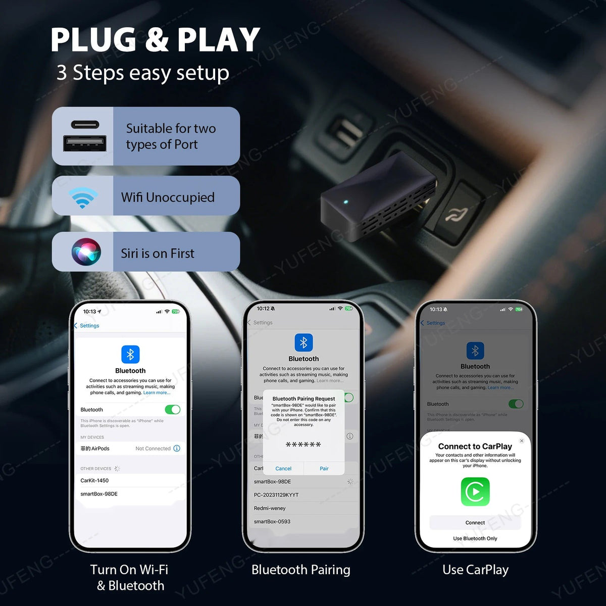 2-in-1 Wireless CarPlay & Android Auto Mini Adapter
