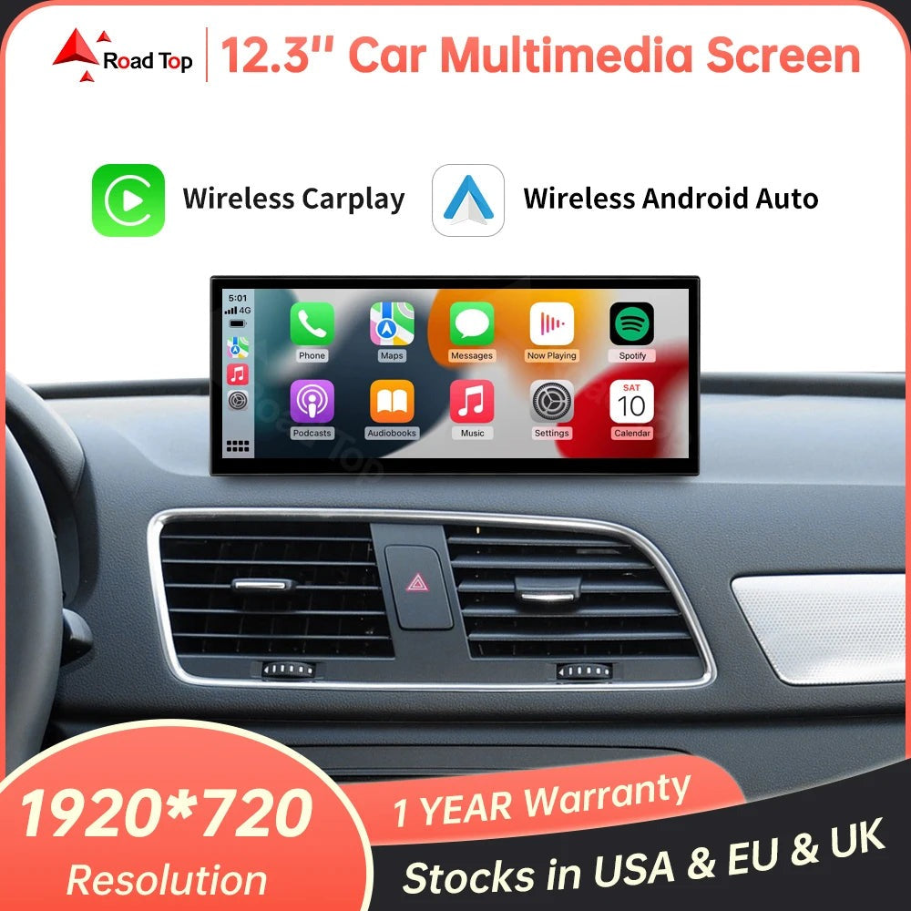 12.3" Wireless CarPlay Android Auto Screen for A1/Q3 2012-2018