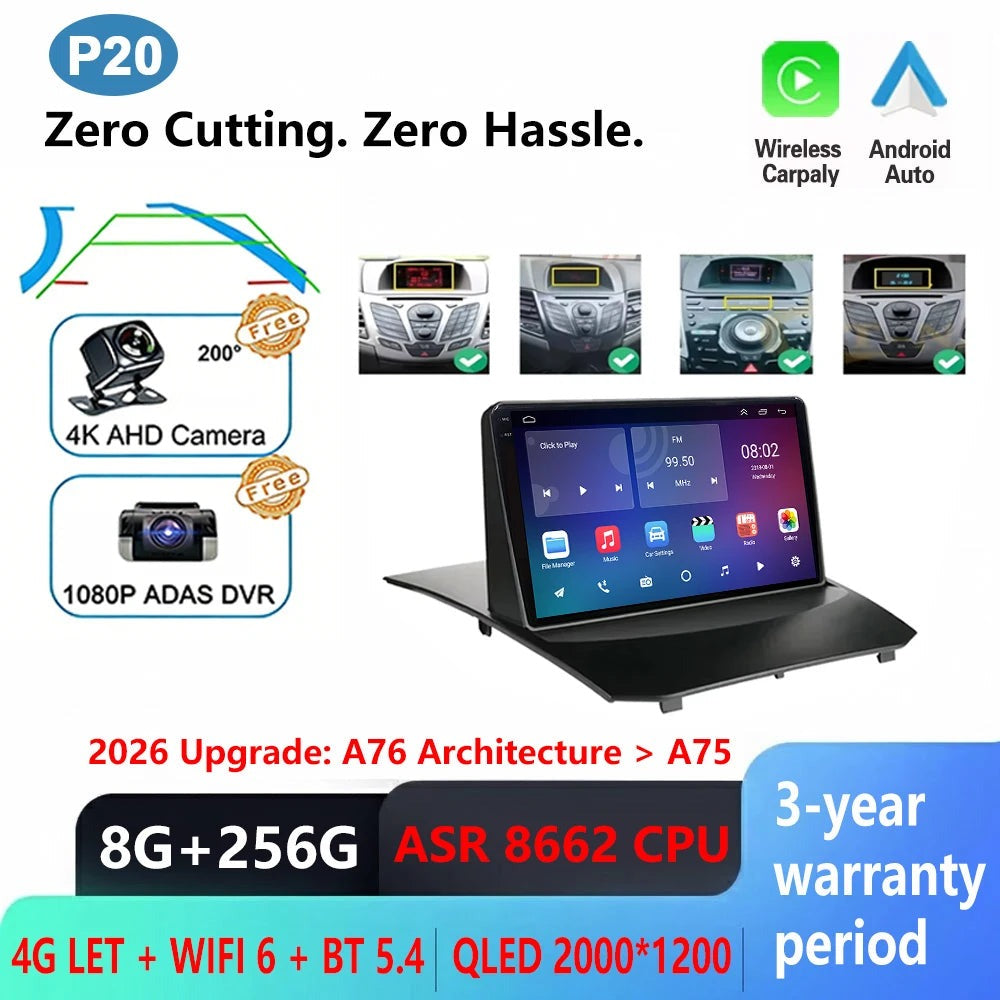 Android Car Stereo Wireless CarPlay & Android Auto GPS for Fiesta