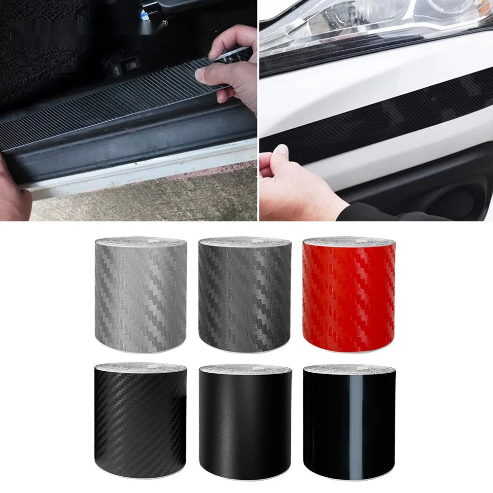 3D Carbon Fiber Car Door Sill Protector Sticker - Anti-Scratch