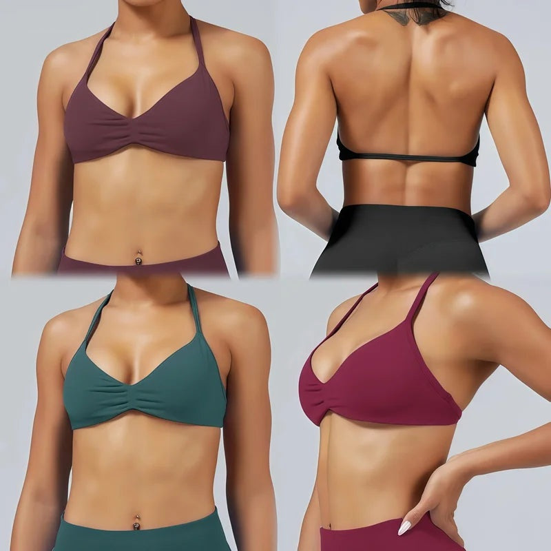 High Impact Strappy Sports Bra – Seamless Yoga & Running Top
