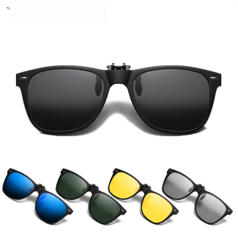 Photochromic Polarized Flip Up Clip-On Sunglasses for Men Women Driving
