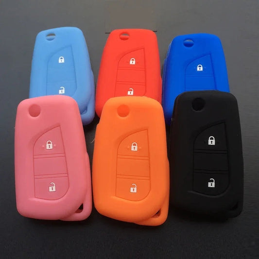 Silicone 2-Button Car Key Cover for Toyota Aygo, Yaris, Camry & RAV4