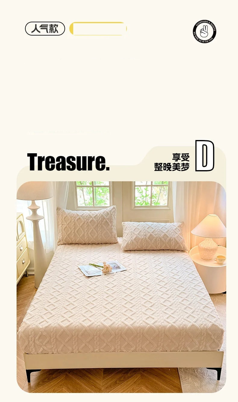 Coral Fleece Fitted Bed Sheet - Warm Plush Mattress Cover with Elastic Band - photo 7