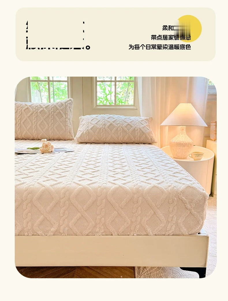 Coral Fleece Fitted Bed Sheet - Warm Plush Mattress Cover with Elastic Band - photo 10