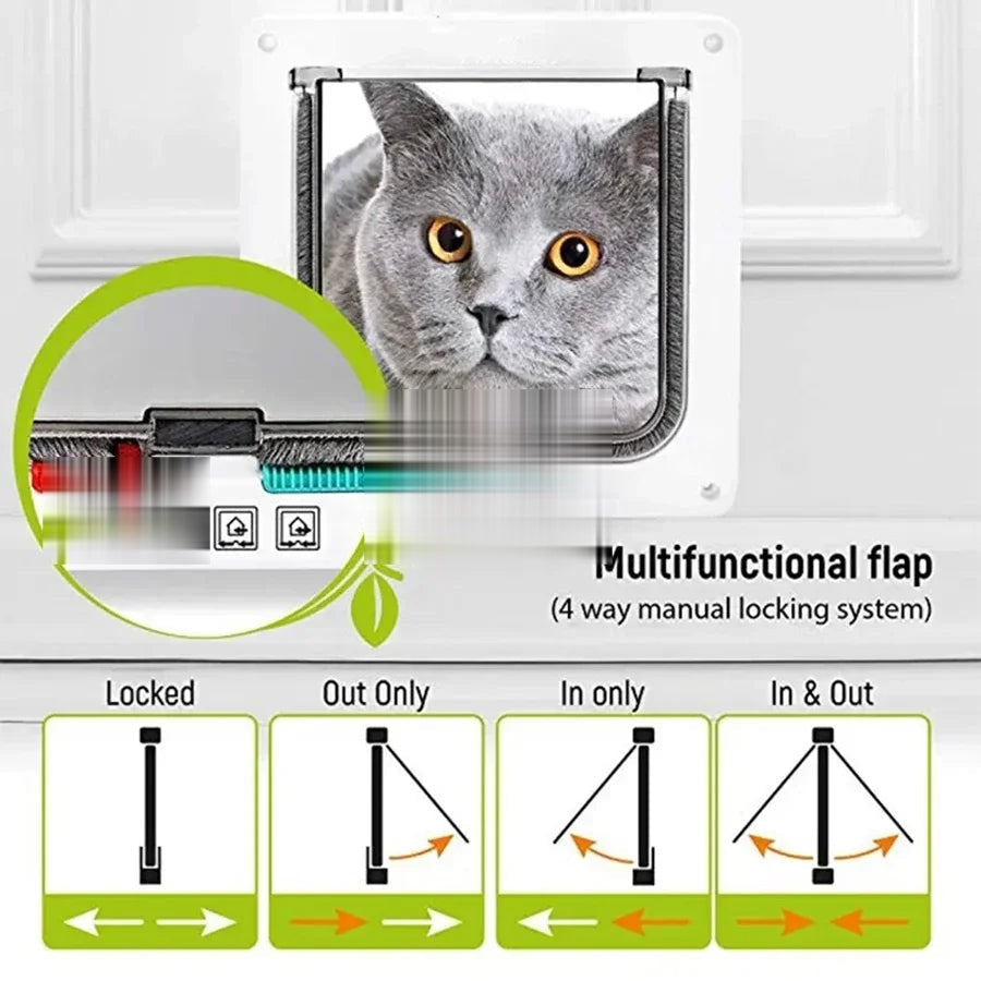 In & Out Cat Flap Door - 4-Way Lock ABS Pet Gate Kit – photo 4