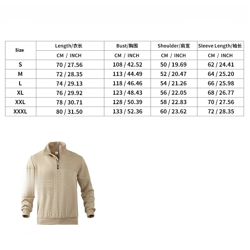 Men's Quarter-Zip Knit Pullover - Jacquard Pattern Winter Sweater - photo 2
