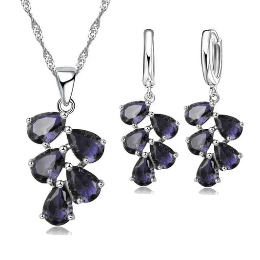 Cubic Zirconia Pendant Necklace & Hoop Earrings Jewelry Set - Silver-Tone - photo 6