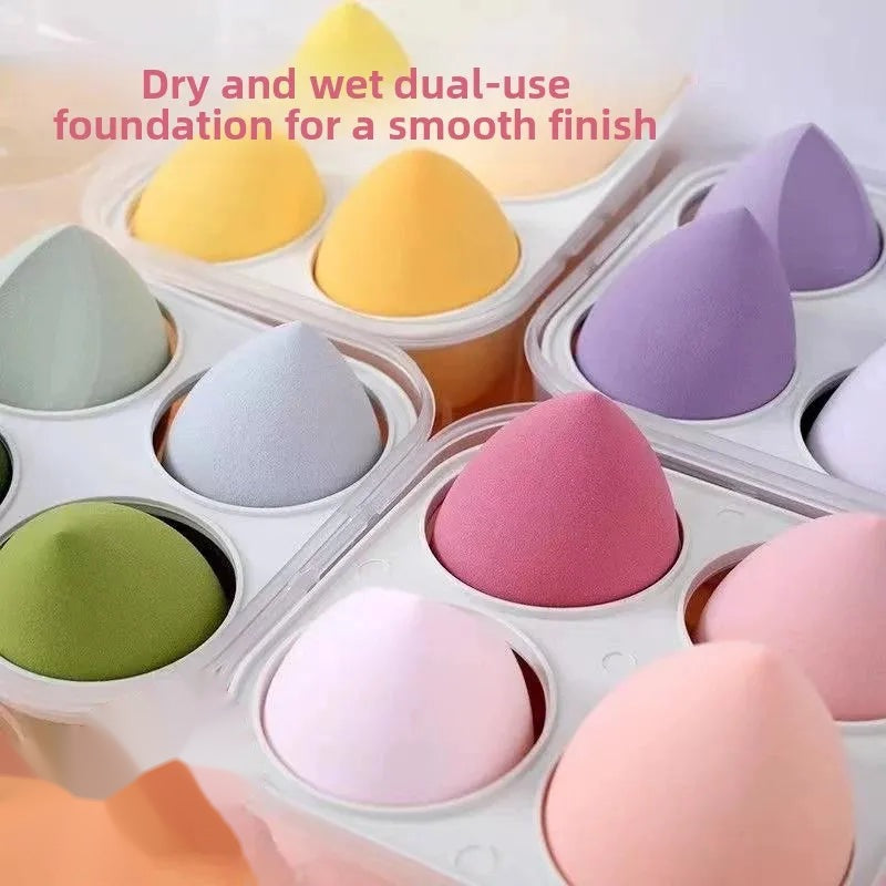 Dual-Use Makeup Sponge Set with Beauty Egg, Finger Sponges & Storage Box