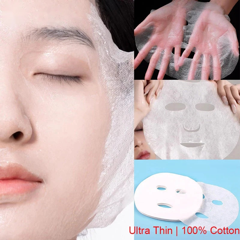 100 or 500 Pcs Disposable Facial Mask Sheets - Ultra Thin Paper
