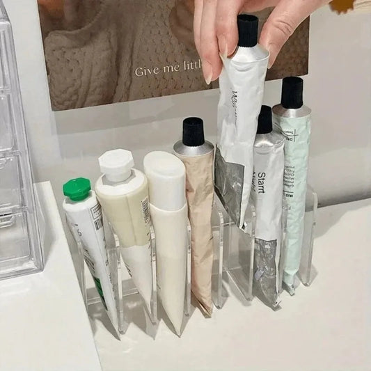 7-Slot Clear Plastic Cosmetic Organizer - Makeup Holder for Vanity & Bathroom
