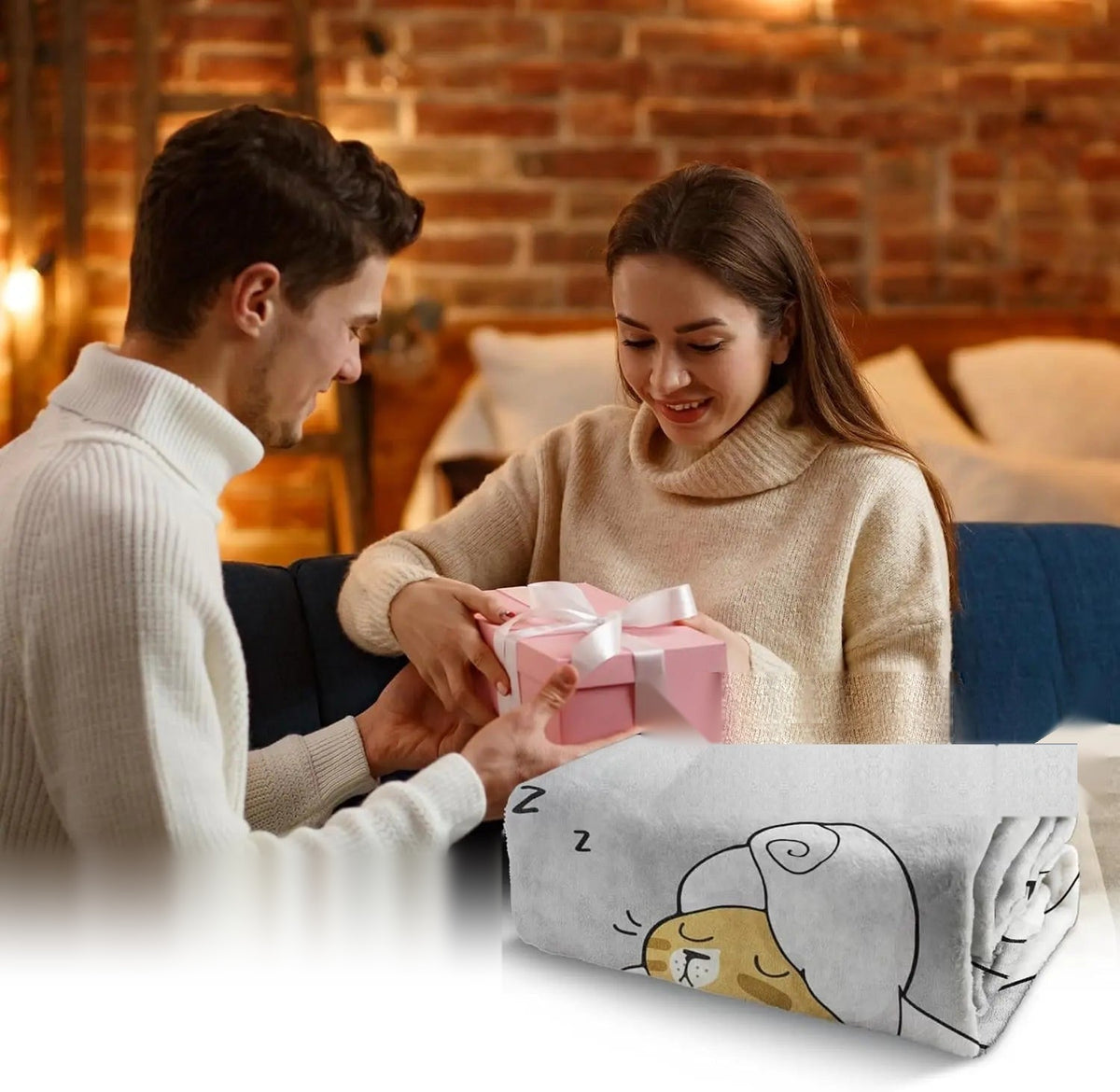 Reversible Faux Mink Throw Blanket, Printed Plush