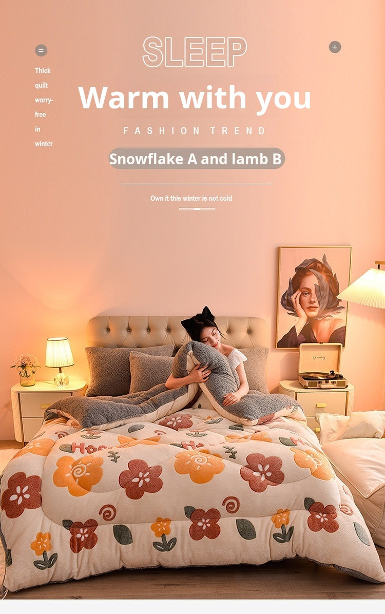 Lamb Fleece Winter Quilt, Double-Sided Velvet Comforter