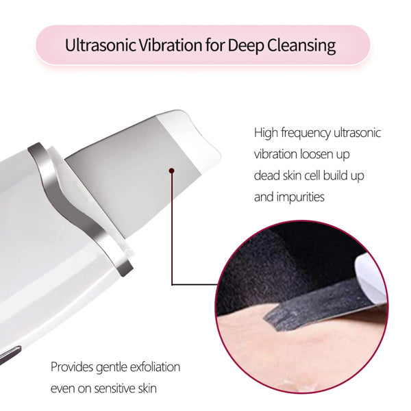 3-in-1 Ultrasonic Skin Scrubber Deep Vibrate Facial Cleaner Shovel Face Scrubber Peeling Black Head Remover Facial Massager
