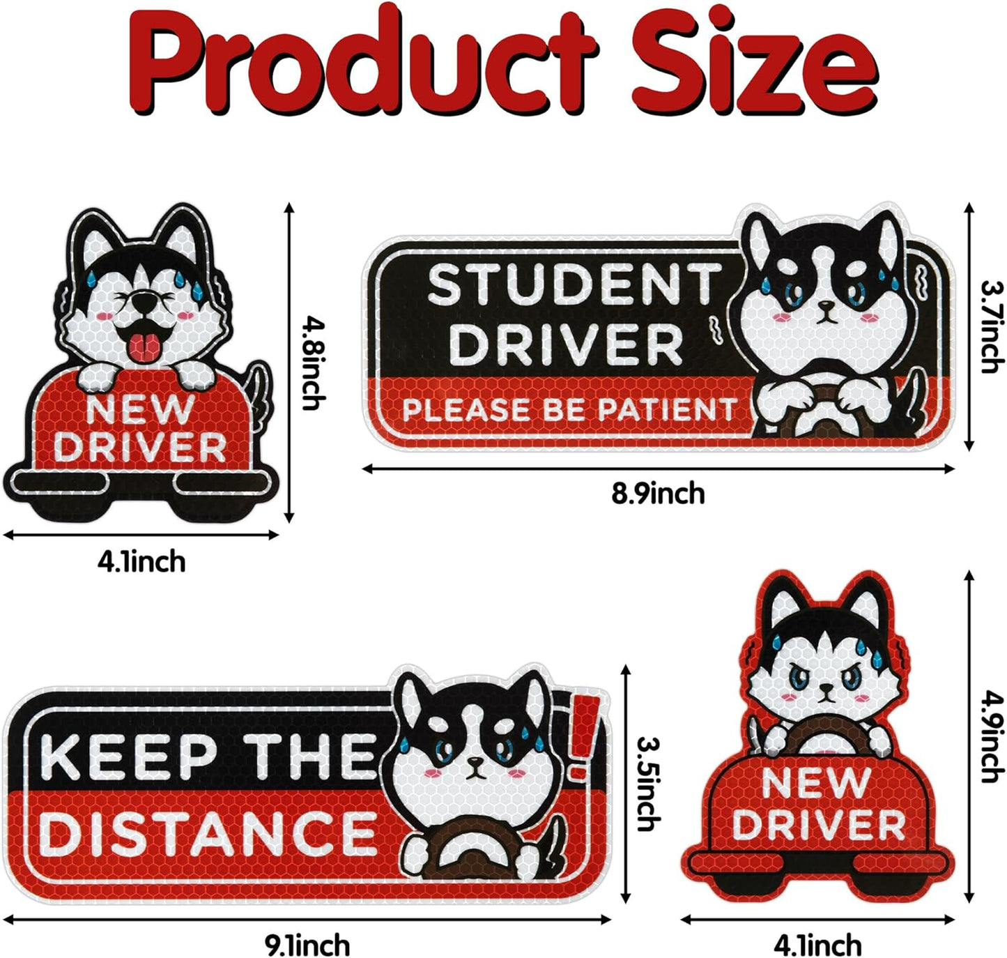 Cartoon Cat Student Driver Car Magnet – Cute Reflective New Driver Safety Bumper Sticker (Reusable)