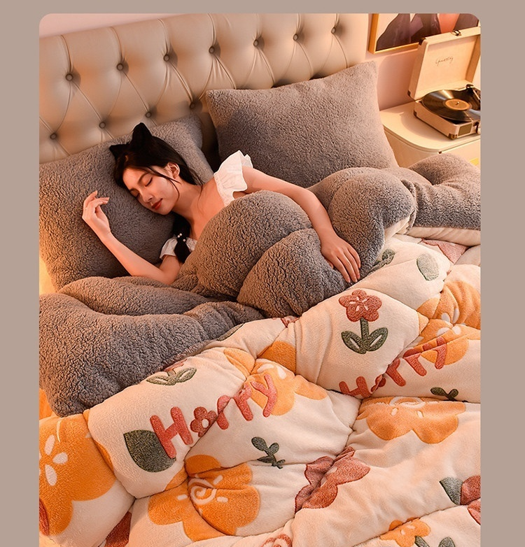 Lamb Fleece Winter Quilt, Double-Sided Velvet Comforter