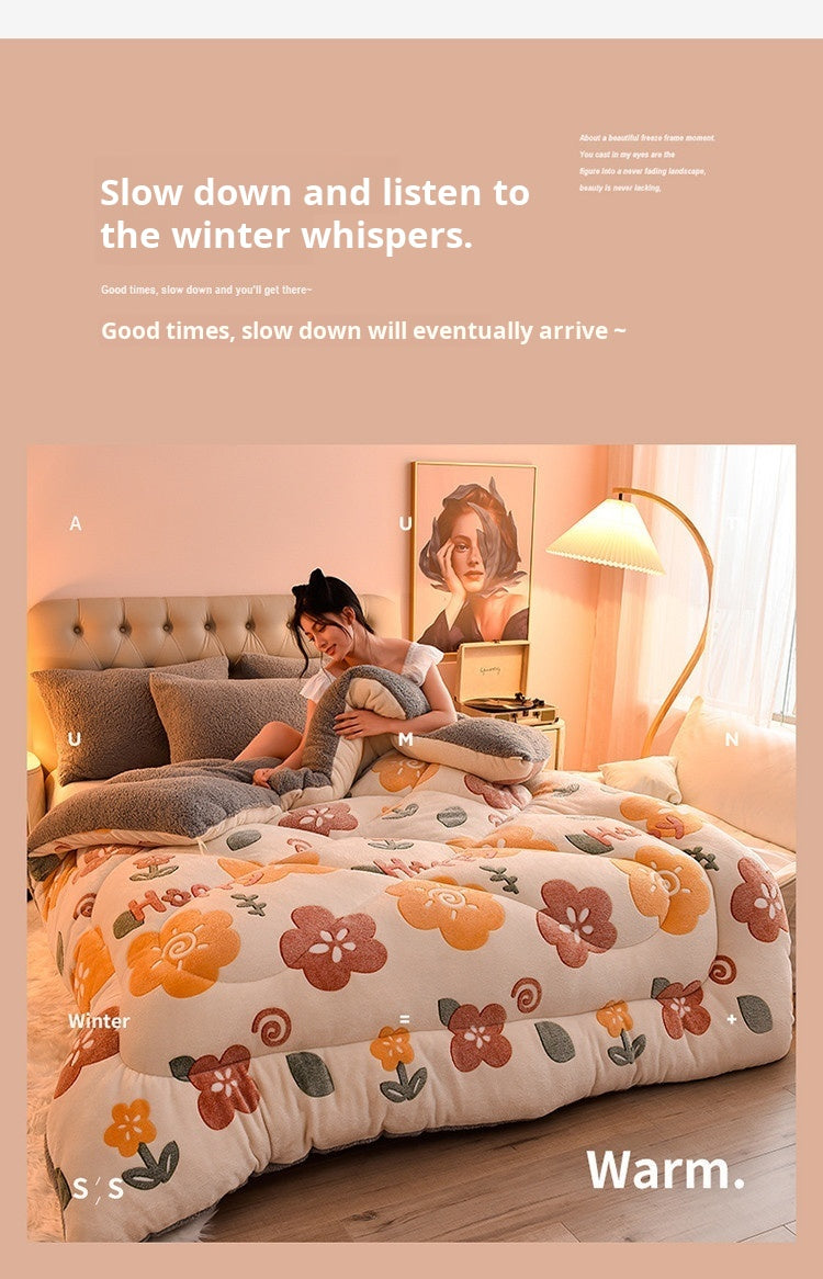 Lamb Fleece Winter Quilt, Double-Sided Velvet Comforter