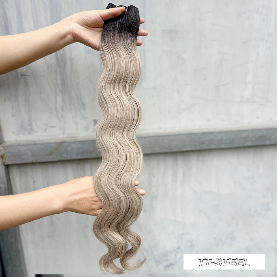 Magicae 30Inch 200g/Pc Chocolate Ombre Brown Orange Blond P27/613 Bio Body Wave Grey High Temperature Synthetic Hair Extension
