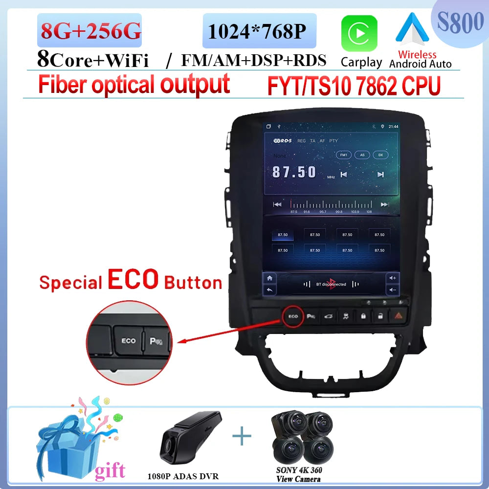 9.7" Car Stereo with Apple CarPlay & Android Auto, Compatible with Opel Astra J (2009-2015)