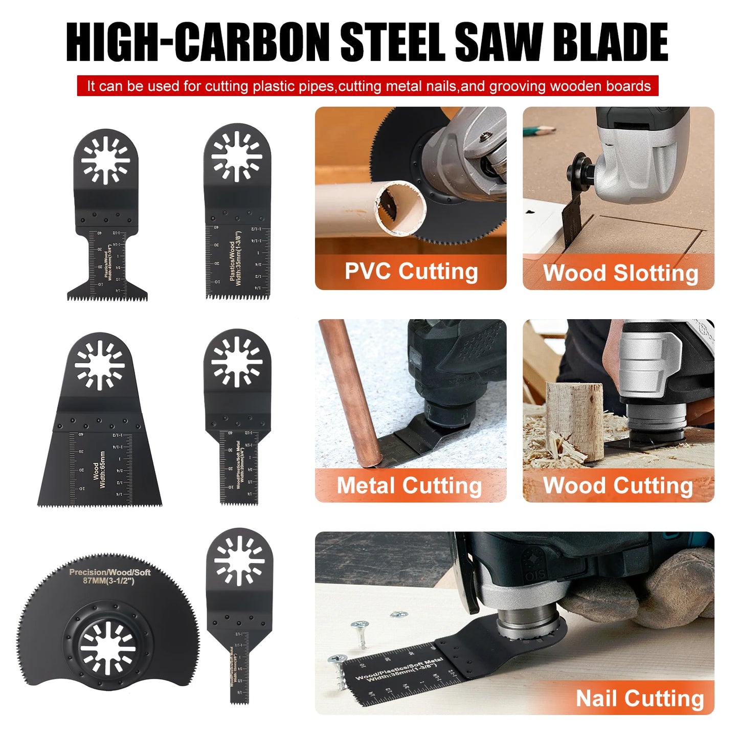 10-42Pcs Oscillating Saw Blades Set Universal Closed-Back Multitool Blades for Wood Plastic Metal Fits Most Oscillating Tools