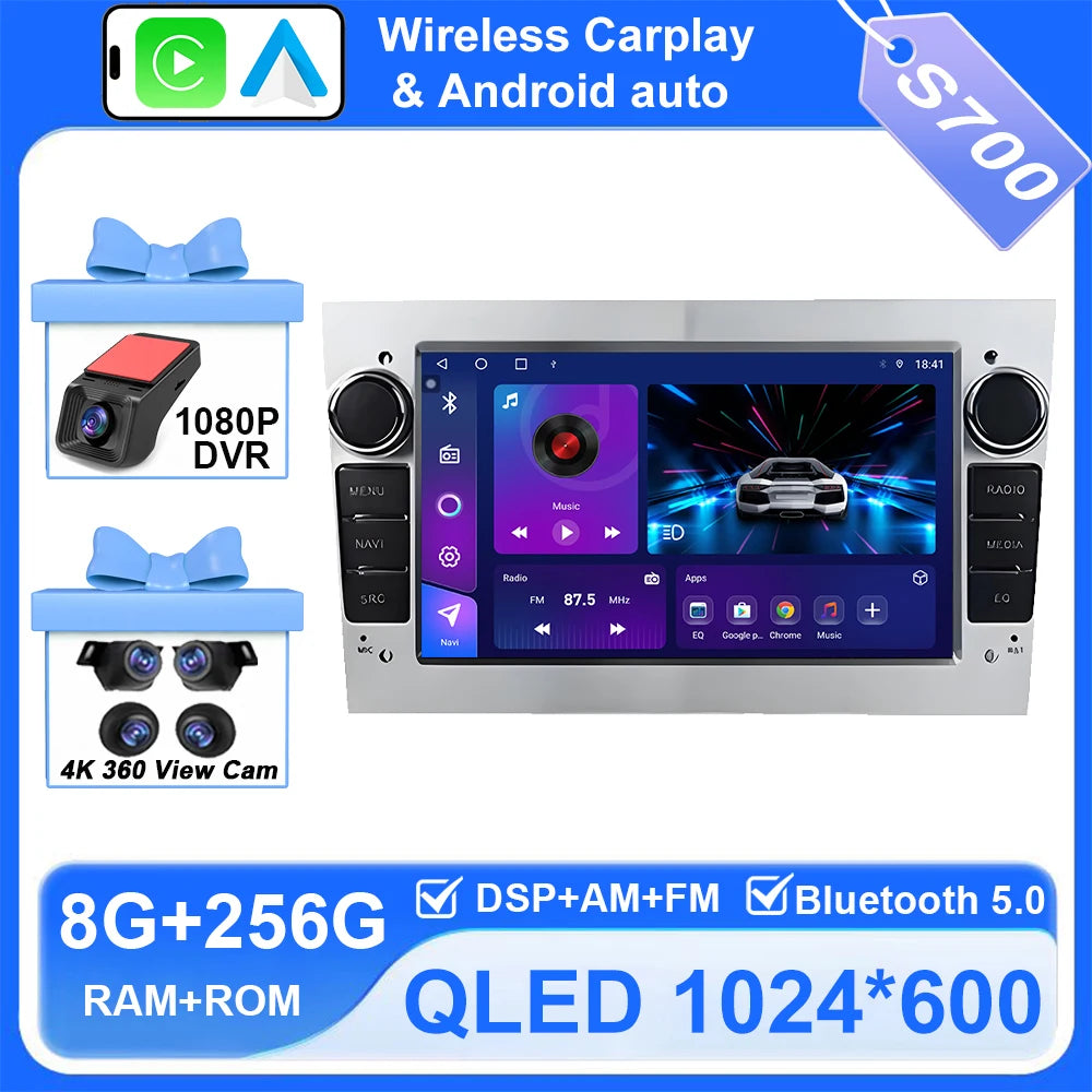 Android Car Stereo for Opel/Vauxhall Astra H J, Vectra, Antara, Zafira, Corsa (2004–2011) — CarPlay, Android Auto, GPS