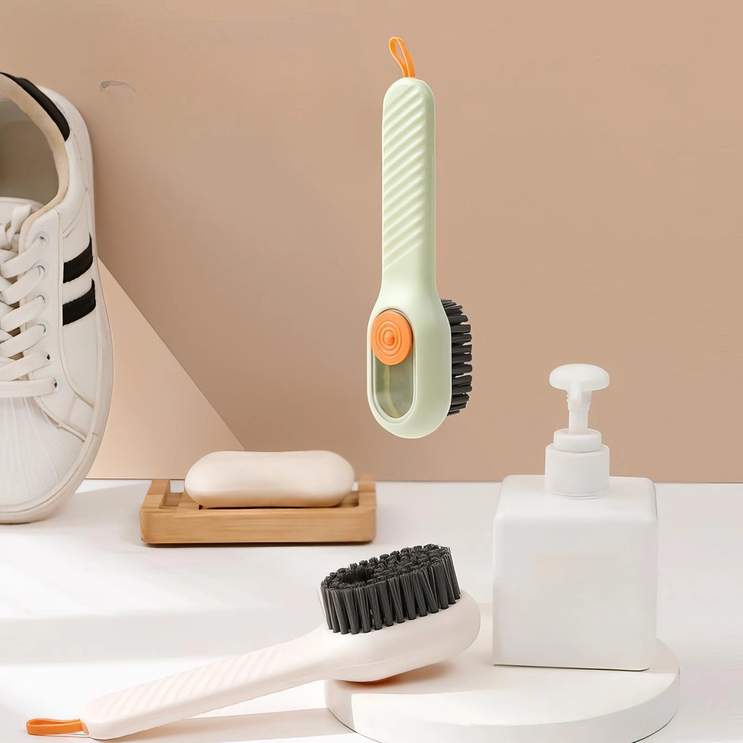 1/2 Soft Fur Shoe Brush Green, with Built-in Holes for Easy Storage, Suitable for Sports Shoes, Boots, Shoe Brush Tools