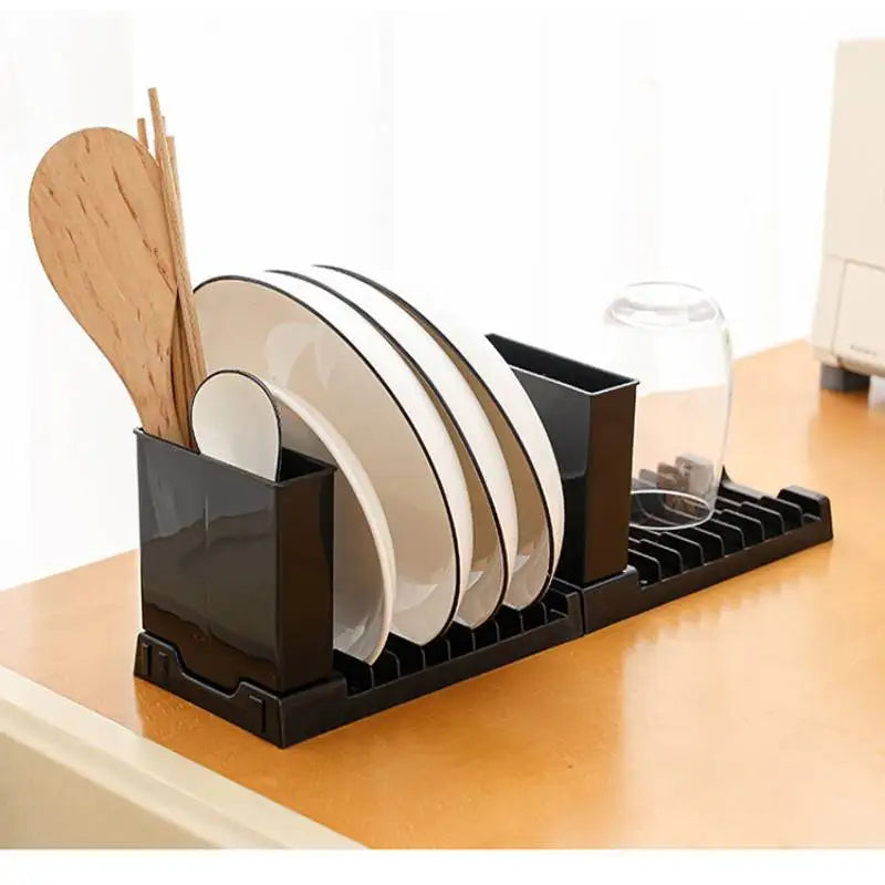 Compact Dish Drainer with Cutlery Holder - Small Sink Drying Rack