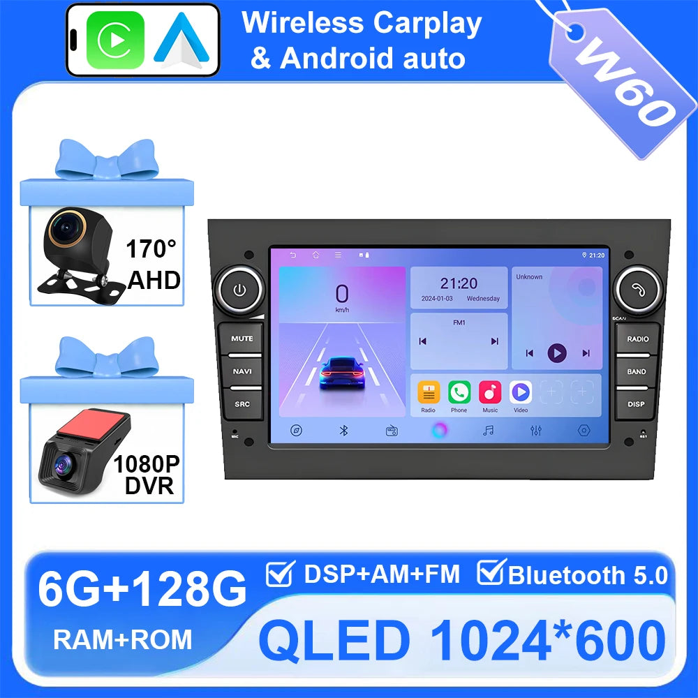 Android Car Stereo for Opel/Vauxhall Astra H J, Vectra, Antara, Zafira, Corsa (2004–2011) — CarPlay, Android Auto, GPS
