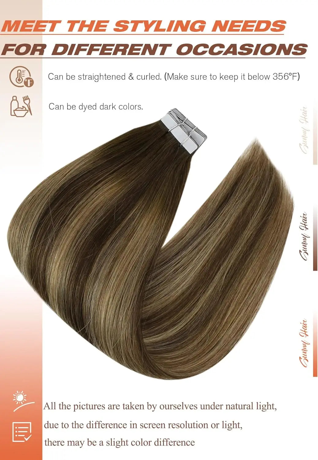 VeSunny Remy Tape In Hair Extensions  Brazilian Human Natural Hair 12-22 inches 30&50G  Balayage Color  Human Hair  Extensions