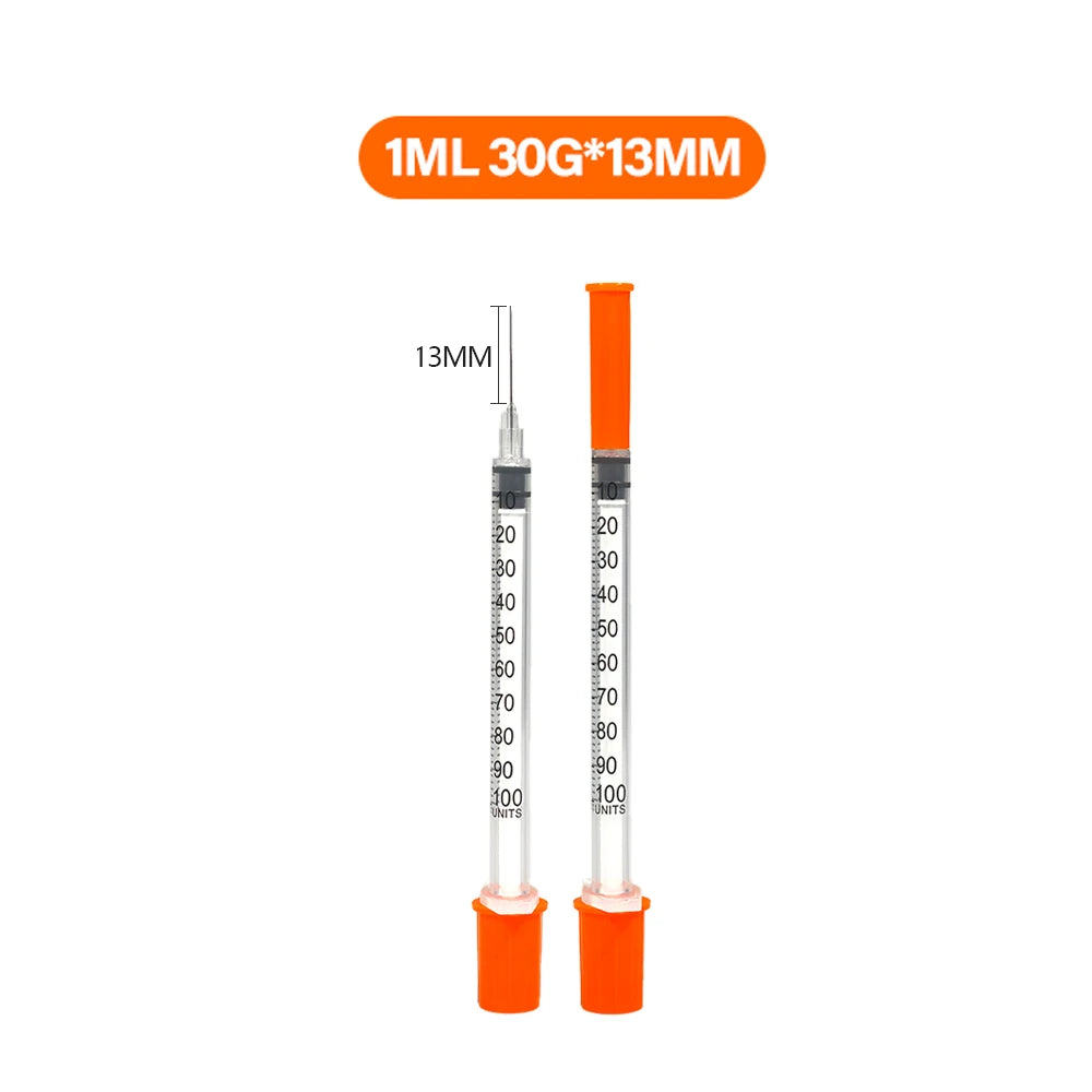 30PACK 0.3ml 0.5ml 1ml Disposable Individually Wrapped Insulin Syringe for Animals,Lab