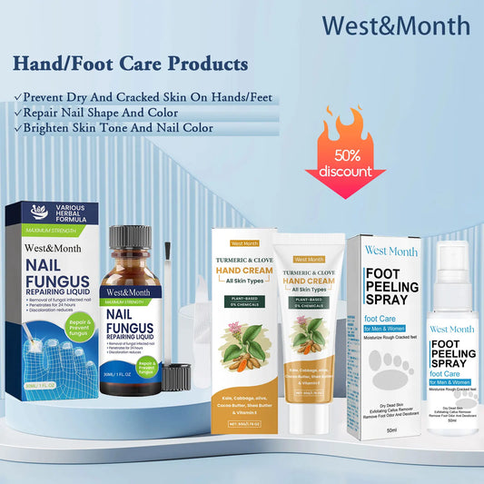 West&Month Nail Fungus Repair Liquid Hand Foot Skin Care Serum Remove Infected Thicken Bright Fungal Treat Soft Hand Foot Care