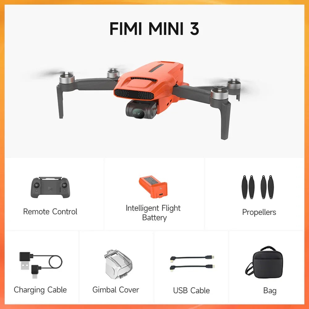 FIMI MINI 3 new drone 4K 60fps 9km range 3-axis Gimbal 249g Ultralight AI Super Night Video design smart tracking mini pro drone