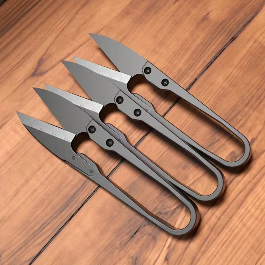 U-Shaped Scissors, Black — Compact Craft & Industrial Tool