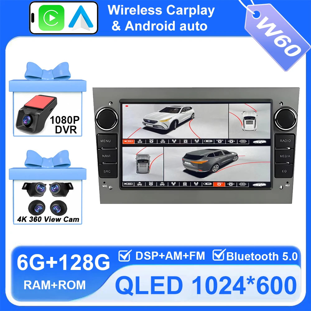 Android Car Stereo for Opel/Vauxhall Astra H J, Vectra, Antara, Zafira, Corsa (2004–2011) — CarPlay, Android Auto, GPS