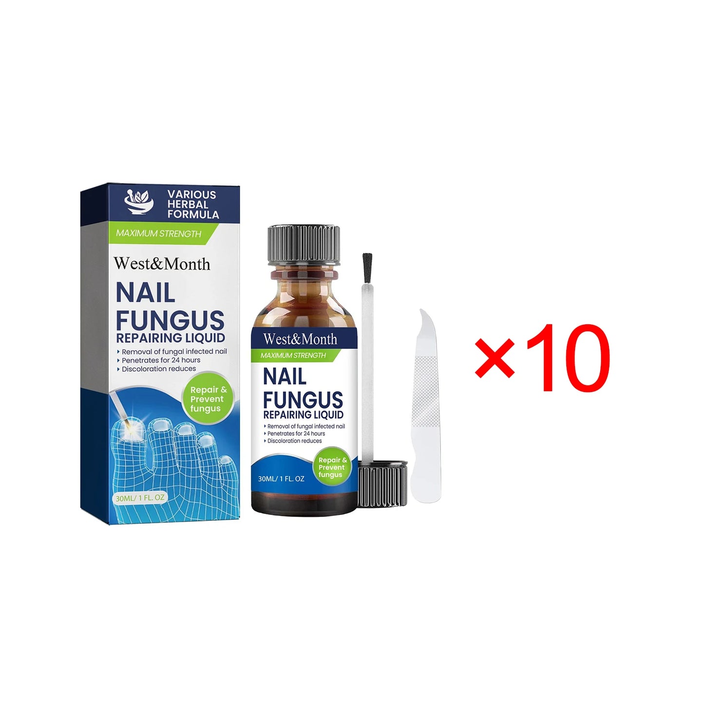 West&Month Nail Fungus Repair Liquid Hand Foot Skin Care Serum Remove Infected Thicken Bright Fungal Treat Soft Hand Foot Care