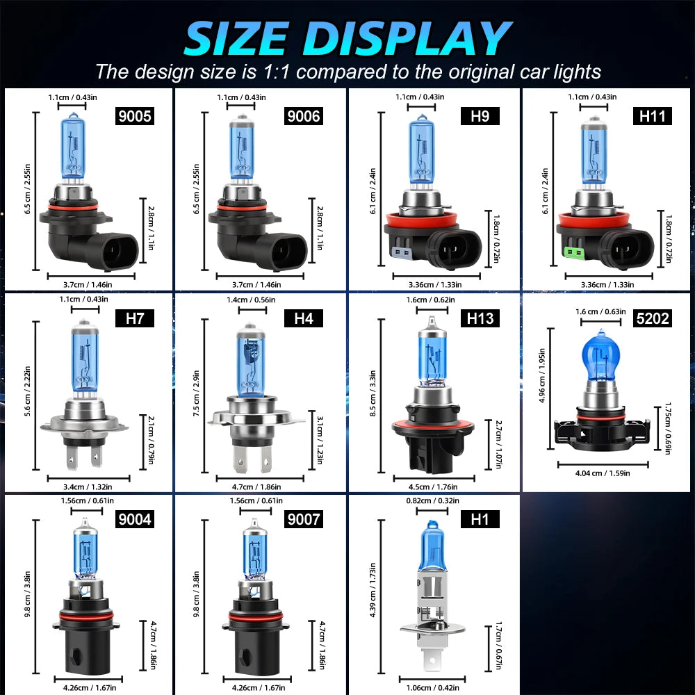H7 Ultra High Performance 24-100W Halogen Headlight Bulb H1 H8 H9 H11 HB3 HB4 5202 9145 H4 880 H13 9012 High Low Beam Fog Light