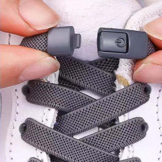 No-Tie Elastic Shoelaces with Press Lock – 8mm Flat Sneaker Laces for Kids & Adults | One Size Fits All Shoes