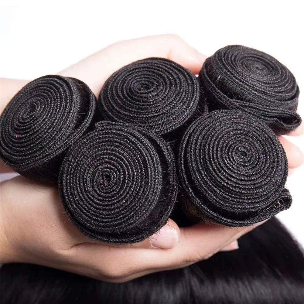 30 40 Inch Straight Bundles Human Hair 16A Remy Brazilian Virgin Weave 1 3 4 Pcs Raw Hair Bundles Extensions For Black Women
