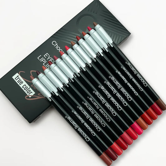 12 Color Matte Lip Liner Set - Lipstick Pencil Gift Set in 12 Shades