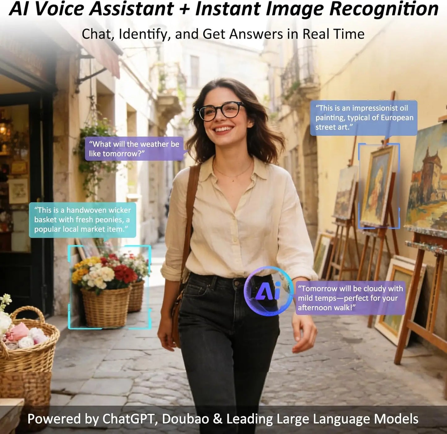 AI Smart Glasses — 800W Anti-Shake Camera, Translation & Calls