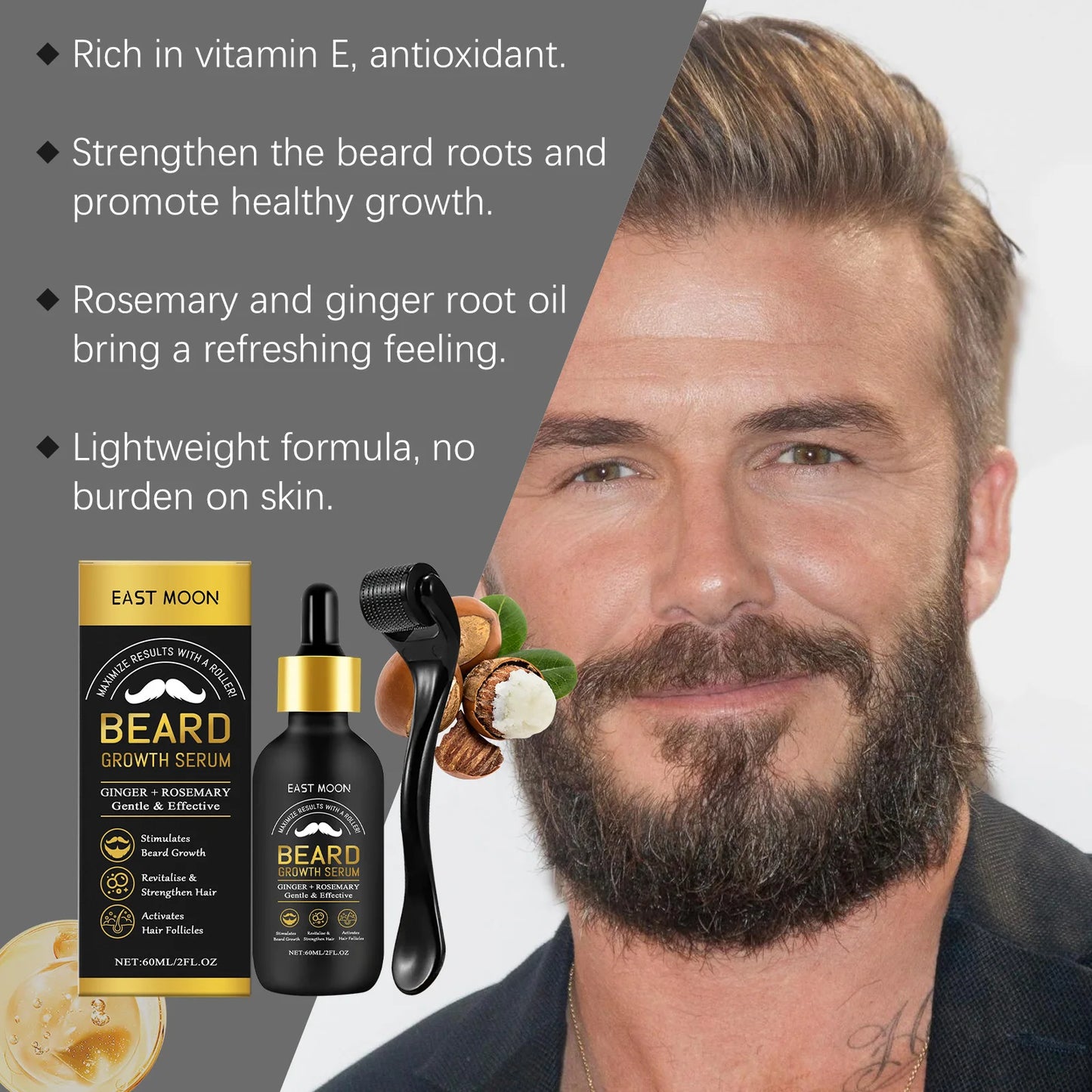 60ML Beard Growth Serum — Nourishing Strengthening Beard Oil