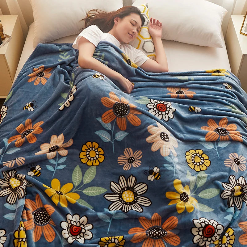 Lightweight Flannel Throw Blanket, Floral Designs